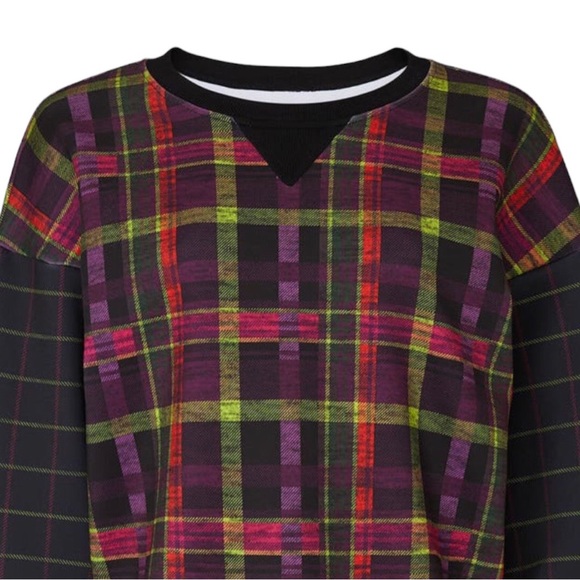Terez As If Plaid Sweatshirt Top Long Sleeve Size Medium Pre-Loved - Picture 6 of 7